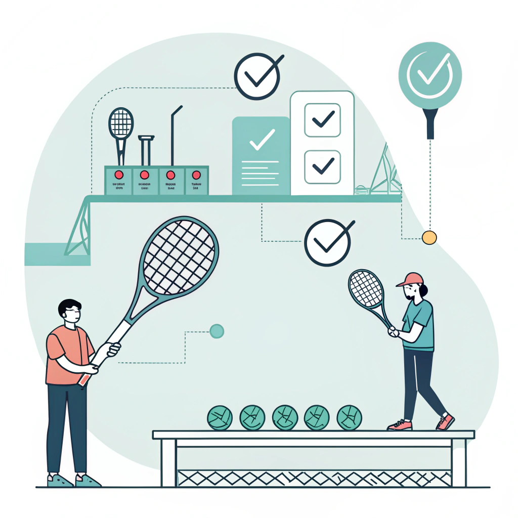 Flat design illustration showing advanced production and quality control processes in padel racket manufacturing.