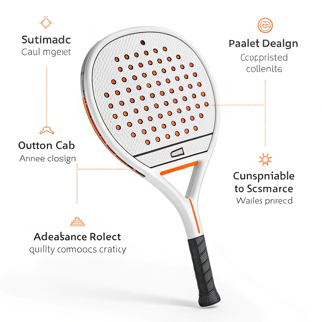 Minimal illustration of a padel racket with customizable design elements