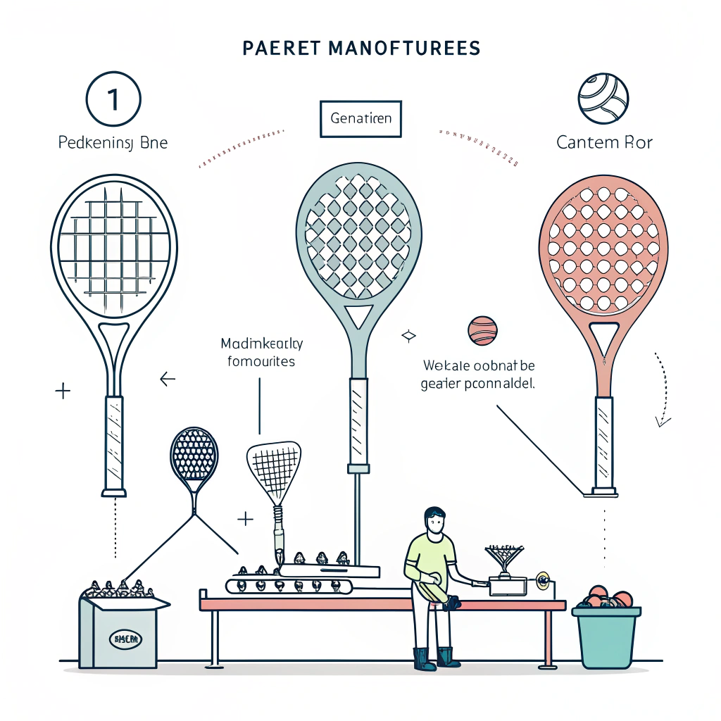 Simple 2D illustration showing padel racket production and material differences