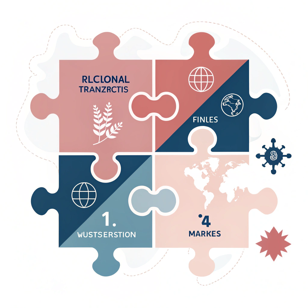 Minimalist illustration of disparate rules merging into one global framework.
