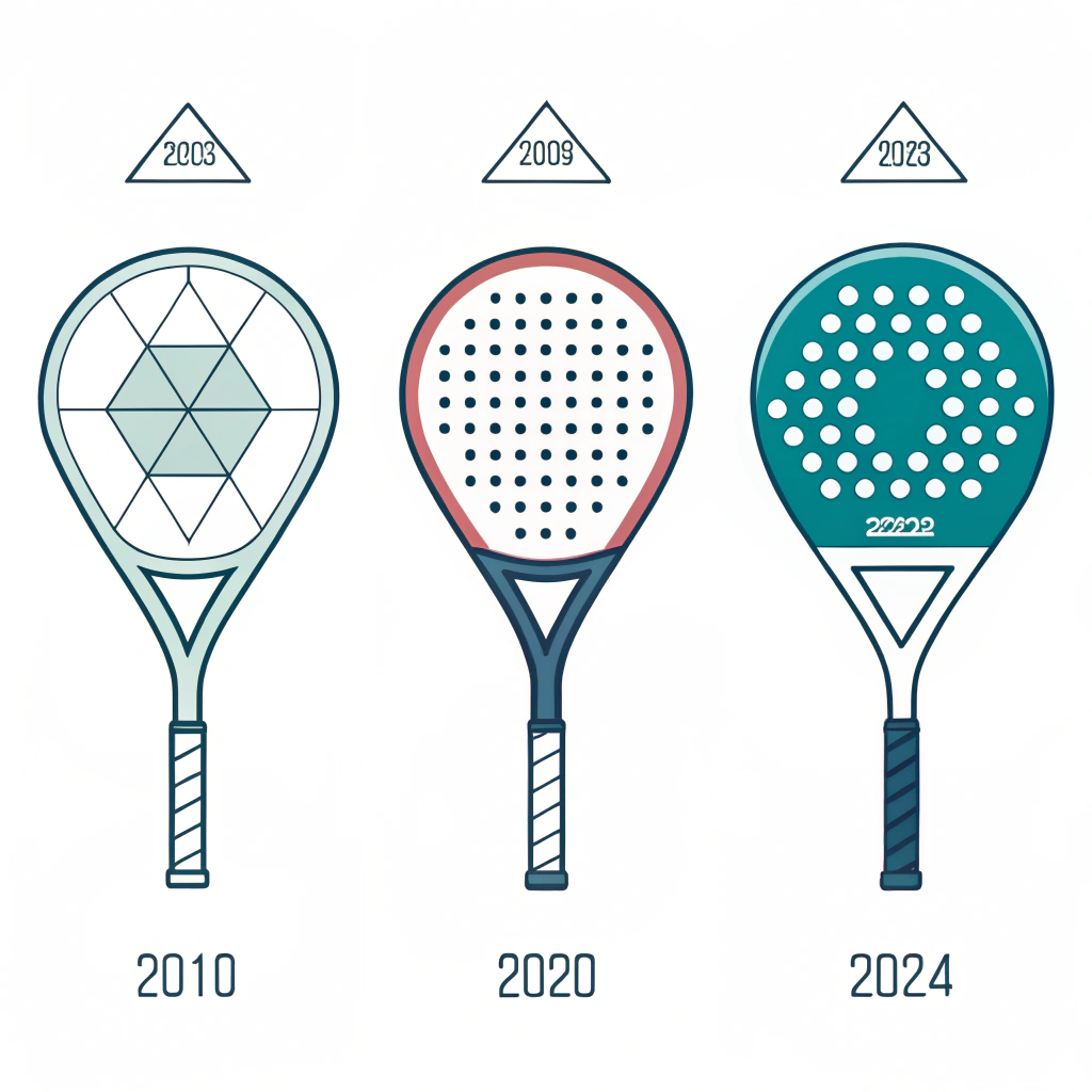 Minimalist illustration showing diamond, round, and teardrop padel racket designs