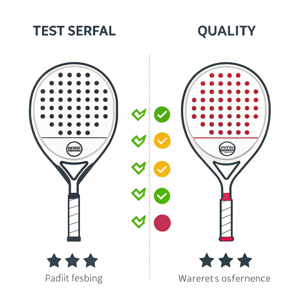 Two padel rackets compared with simple icons in a flat minimalist style.