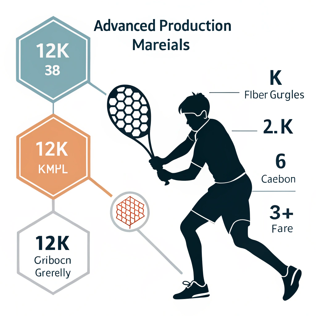 "Abstract minimalist illustration representing high-tech padel racket materials."