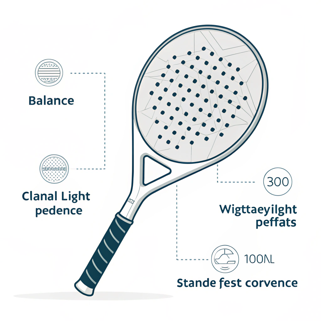 Minimalist 2D illustration of a padel racket design for beginner players