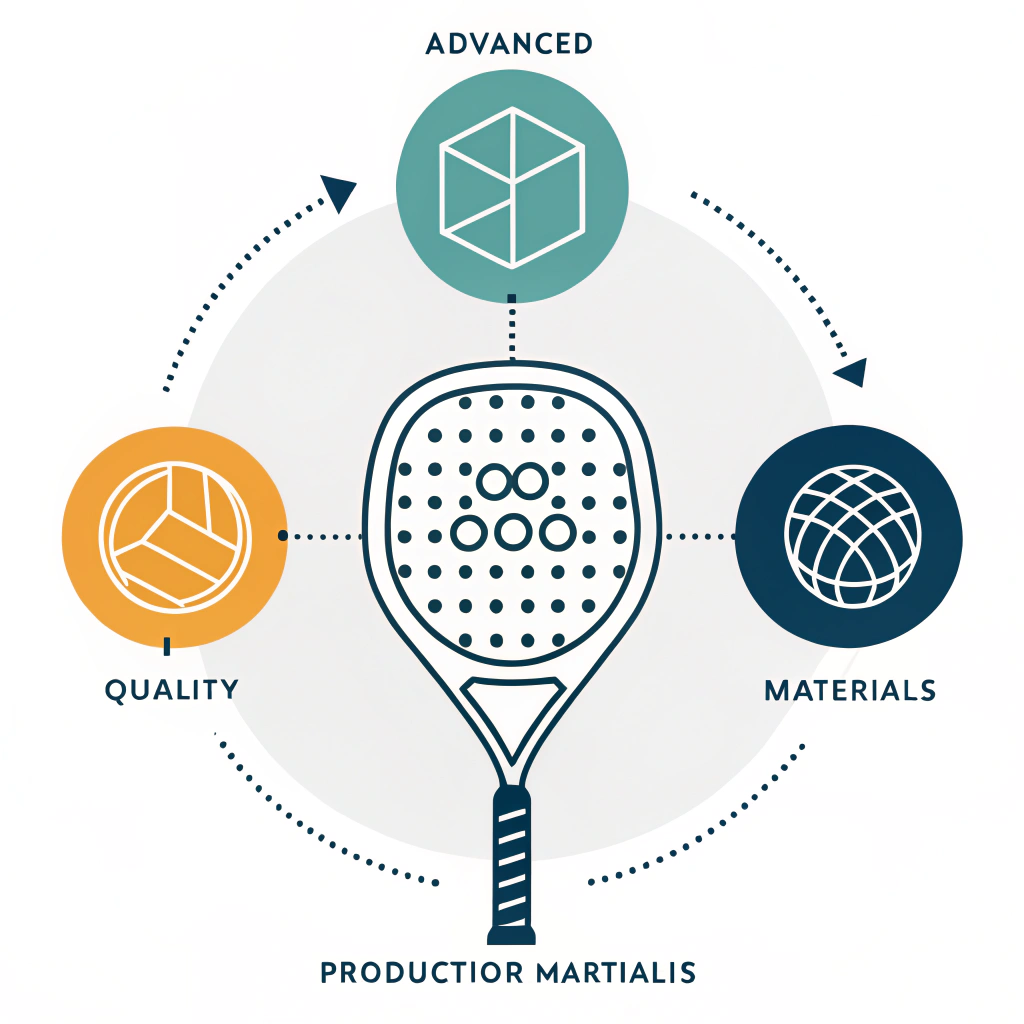 flat design padel racket with modern geometric production icons