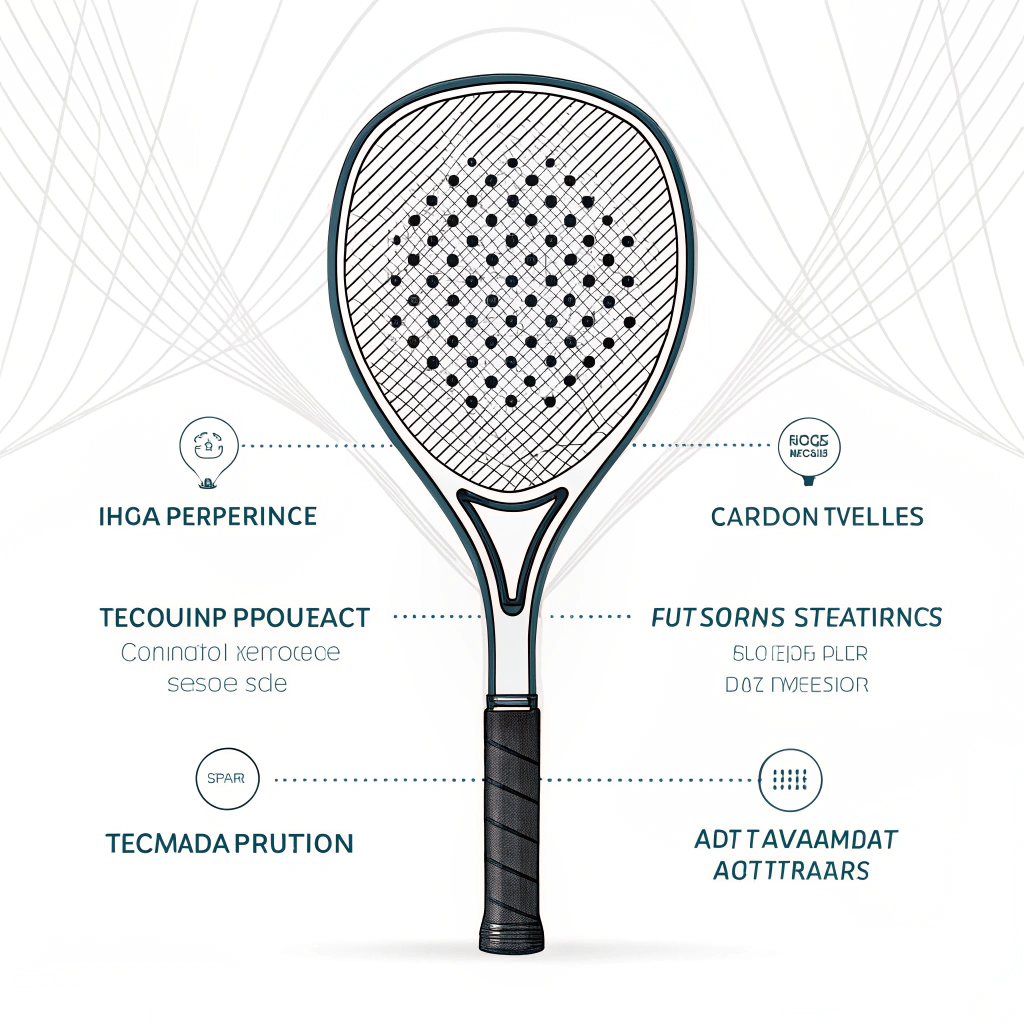 Minimalist depiction of a state-of-the-art padel tennis racket