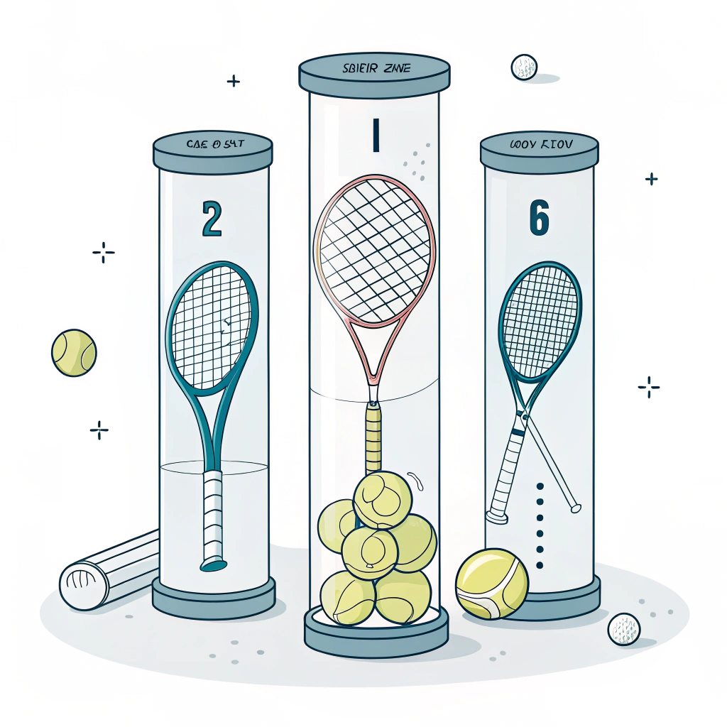 Minimalistic 2D illustration of padel rackets and balls with modern packaging design.