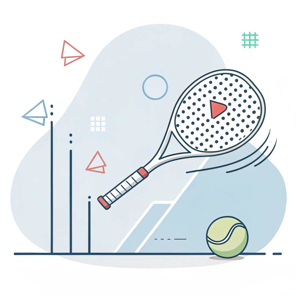 Flat style illustration showing padel racket impact and vibration testing