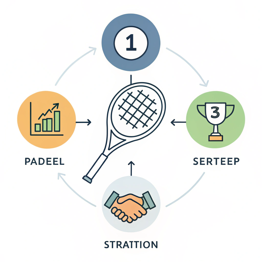Flat vector illustration of padel equipment and decision-making process in minimal style