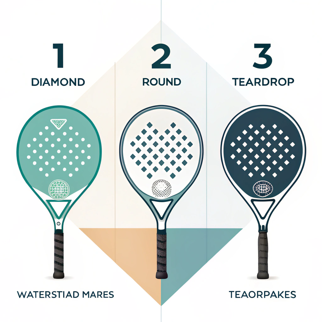 Simplified illustration highlighting various padel racket designs and customization options.