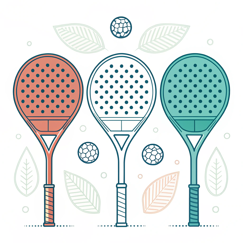 Flat illustration of three padel racket shapes in a minimalistic style