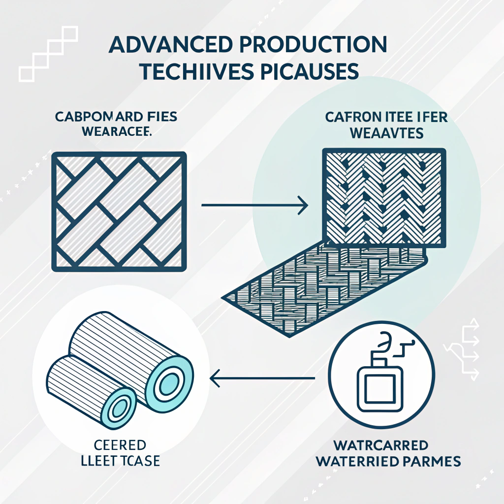 Minimalistic illustration showcasing abstract carbon fiber and fiberglass textures with technical precision