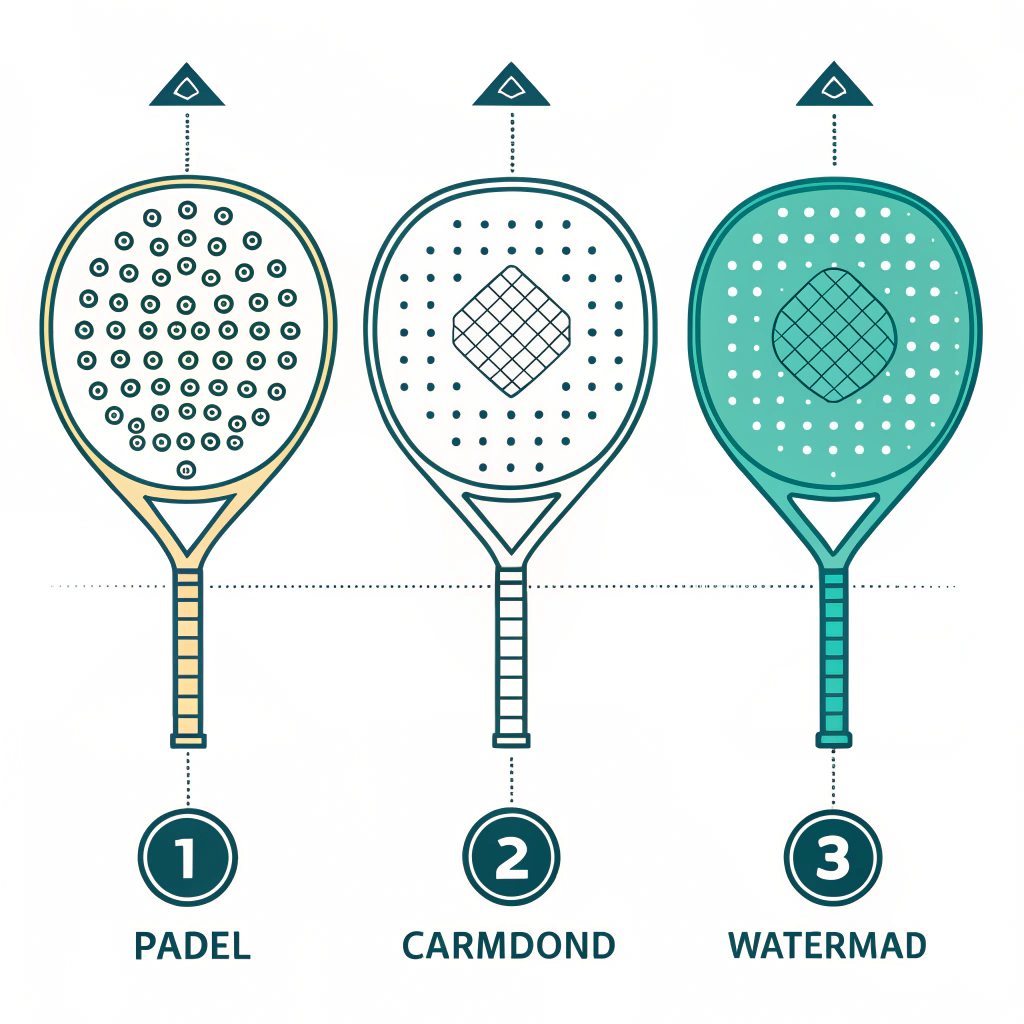 "Minimalist illustration of three customizable padel racket shapes"