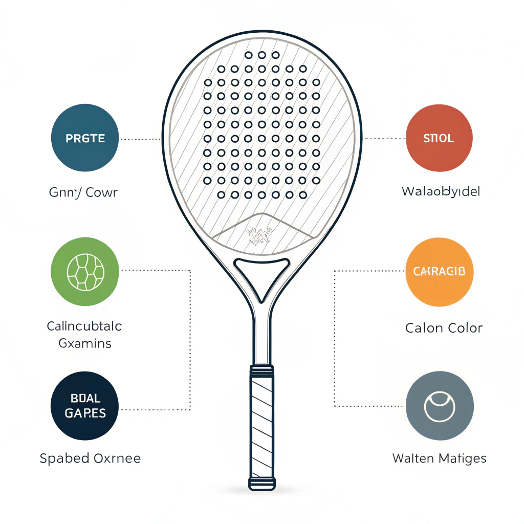 Flat style padel racket illustration depicting customization options
