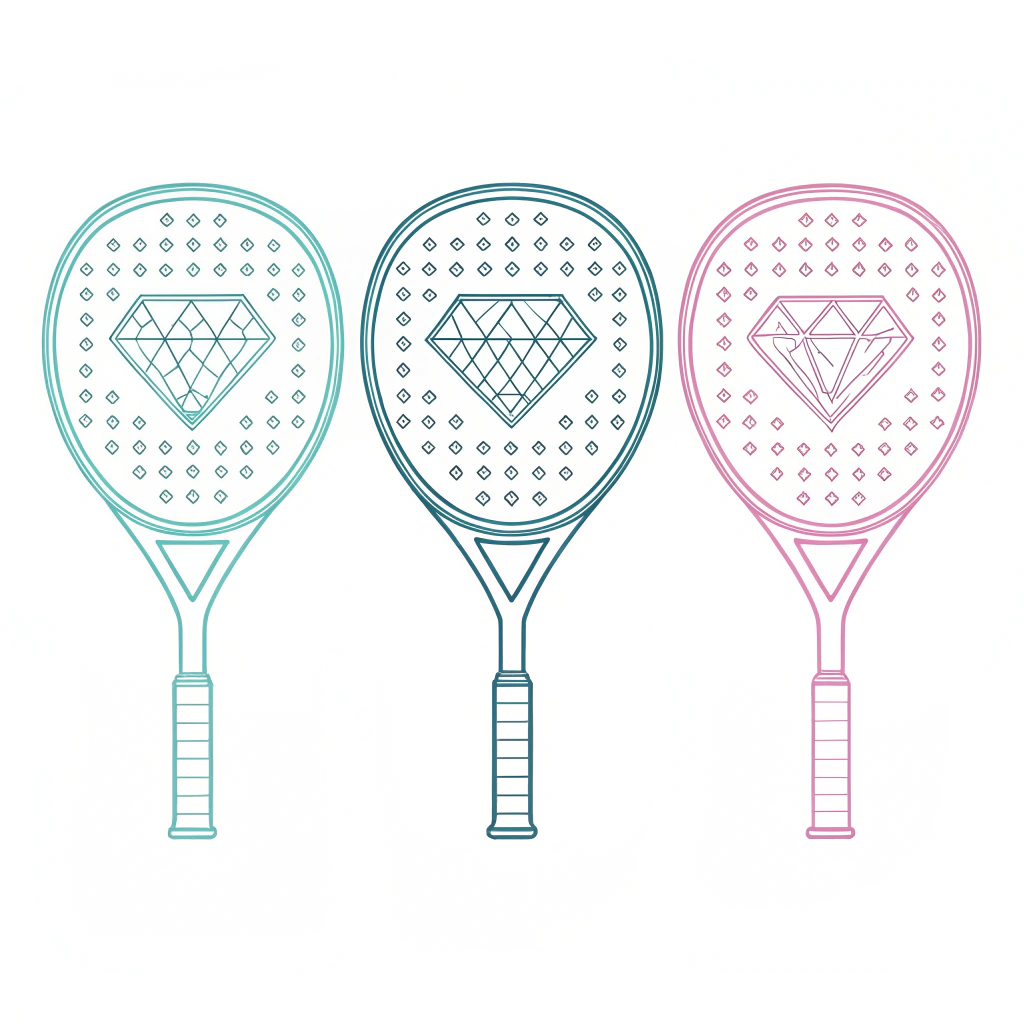 minimalist flat illustration of three padel rackets symbolizing different playing styles