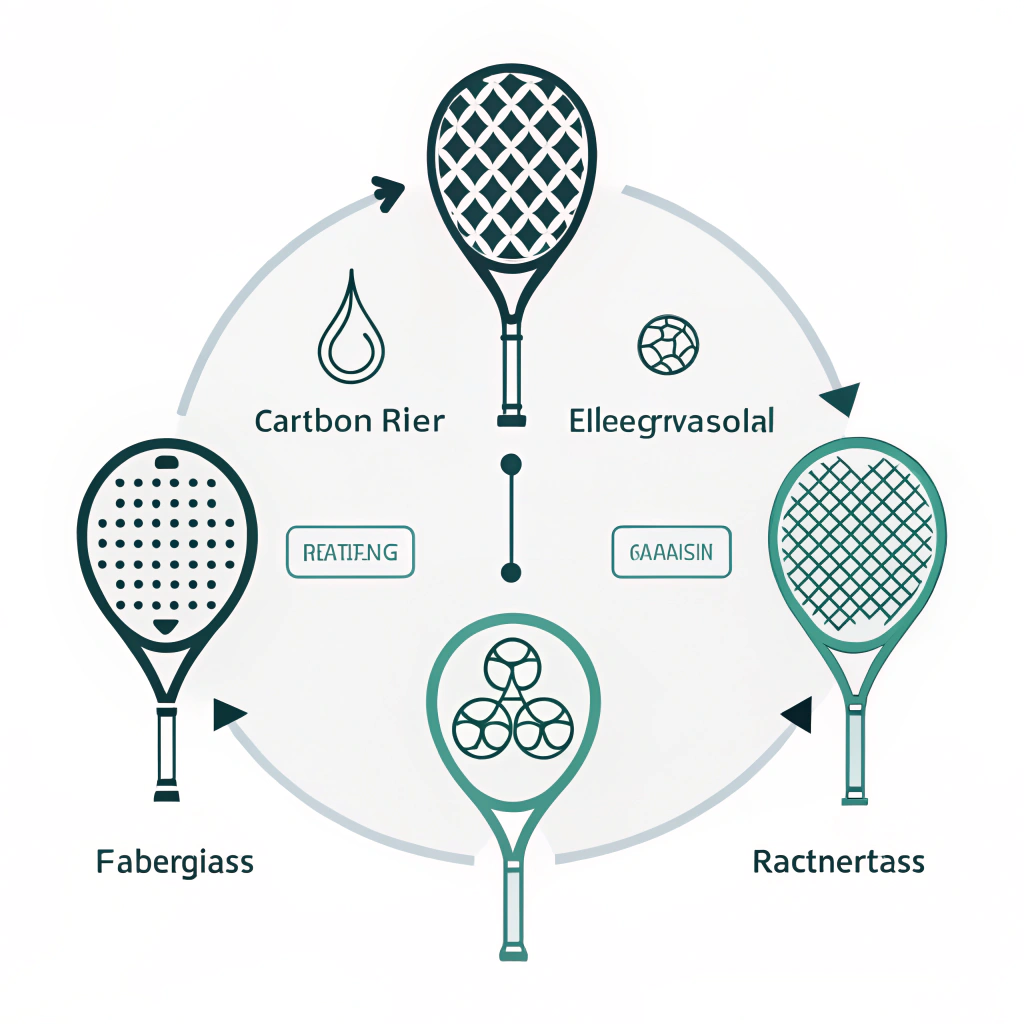 minimalist illustration of padel racket production with diverse shapes