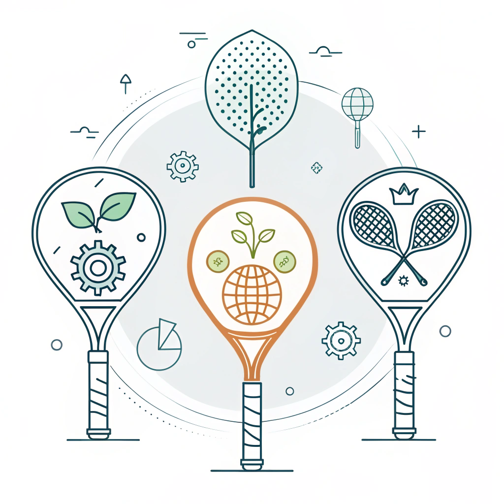 Minimal flat illustration of padel rackets with abstract growth elements