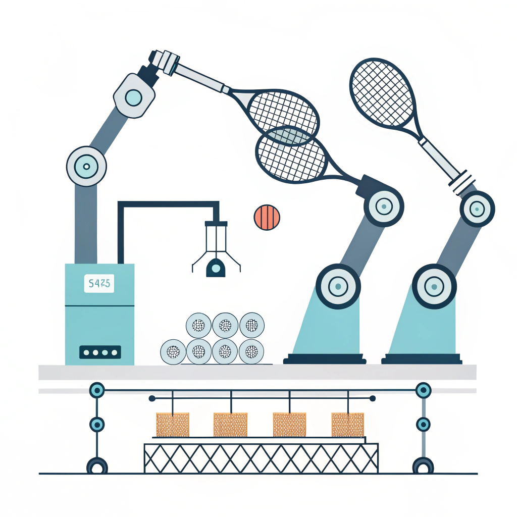 Minimal illustration of advanced industrial production for padel rackets