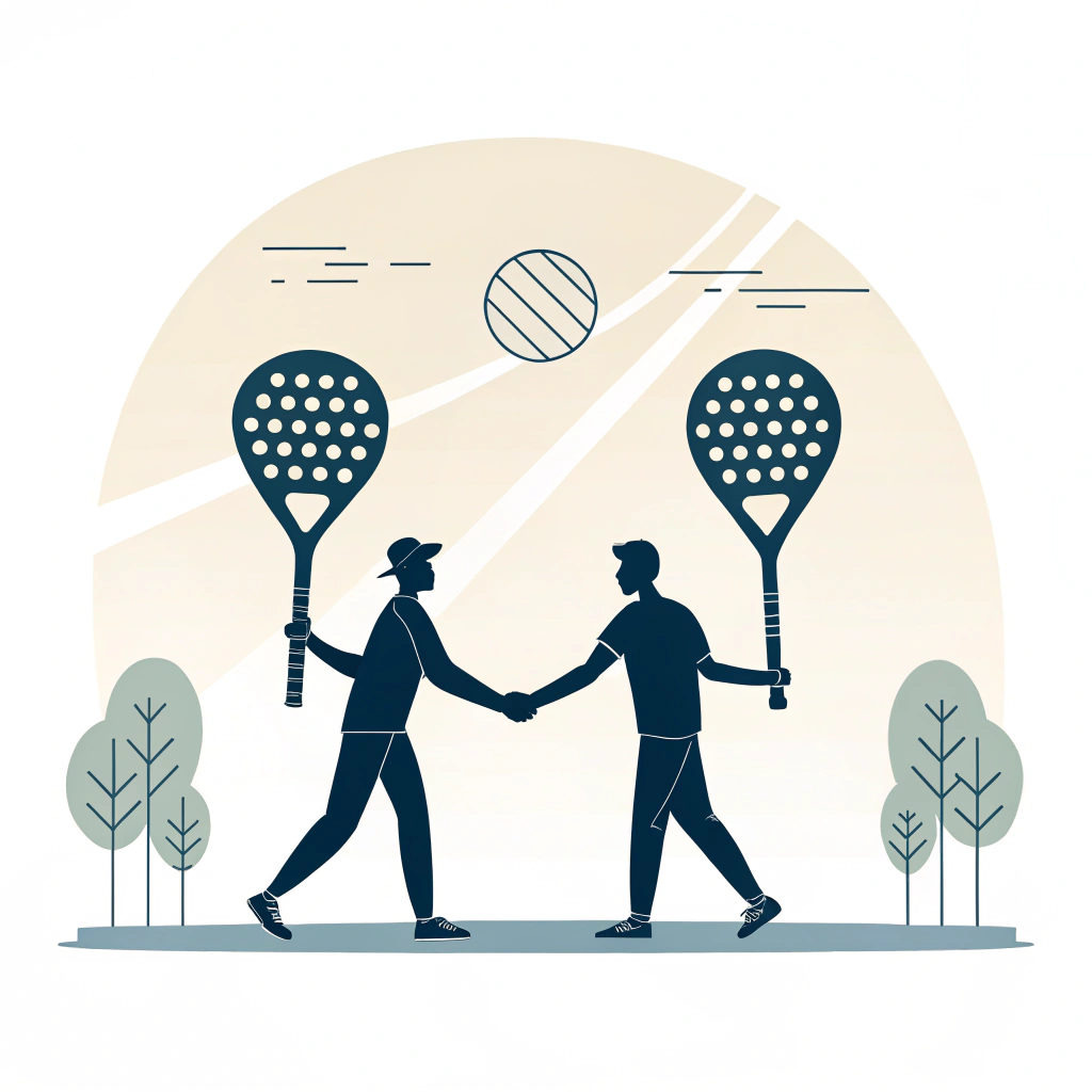 2D flat illustration reflecting partnership and custom padel racket solutions