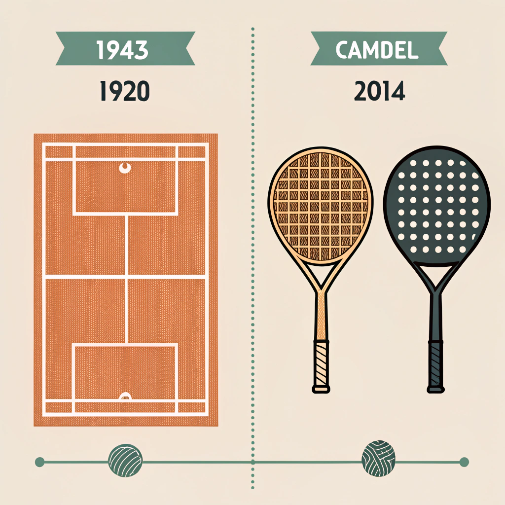 2D illustration showing evolution from classic paddle tennis to modern padel design
