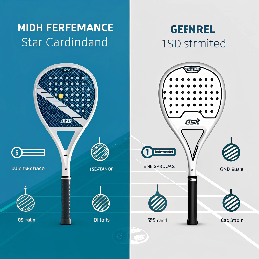 Minimal illustration contrasting high-performance padel gear with a standard design