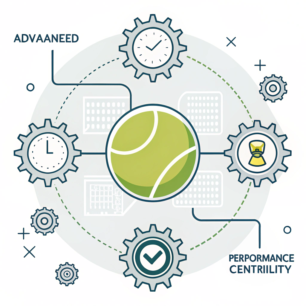 Minimal 2D illustration of a padel ball with quality and production icons