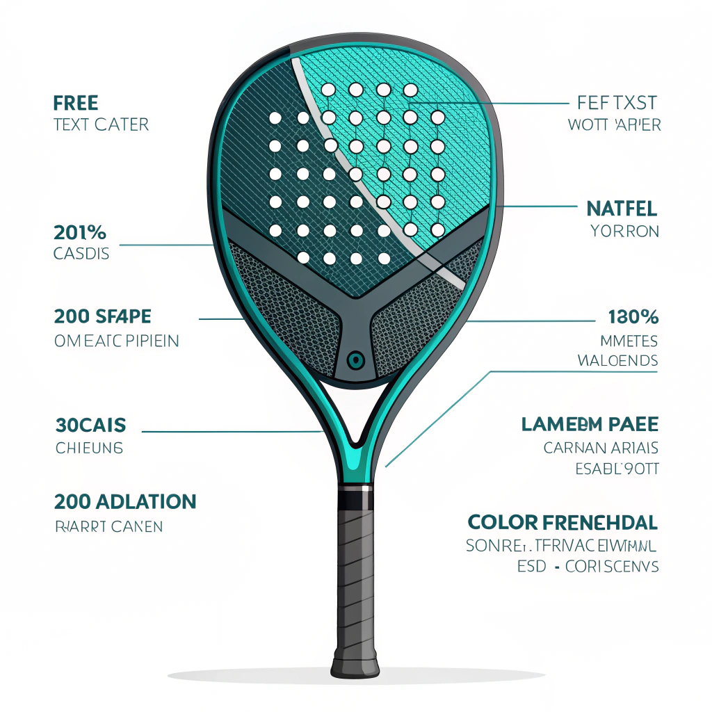 Minimalist 2D art featuring a teardrop padel racket with layered design and advanced detailing