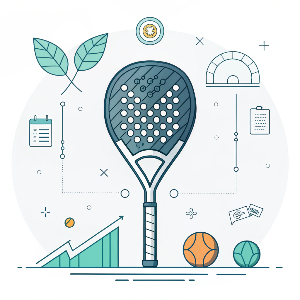 Minimalist illustration of advanced padel equipment highlighting modern design and innovation