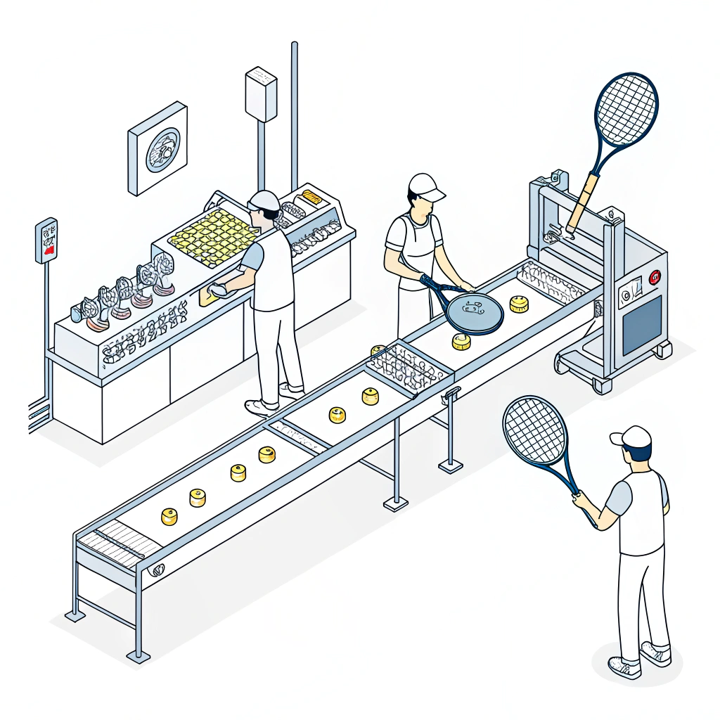abstract clean manufacturing process of padel racket with modern quality control elements