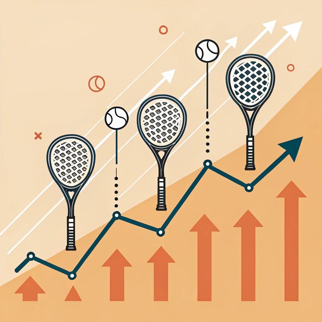 Minimalist illustration of padel rackets arranged to represent market trends and competitiveness