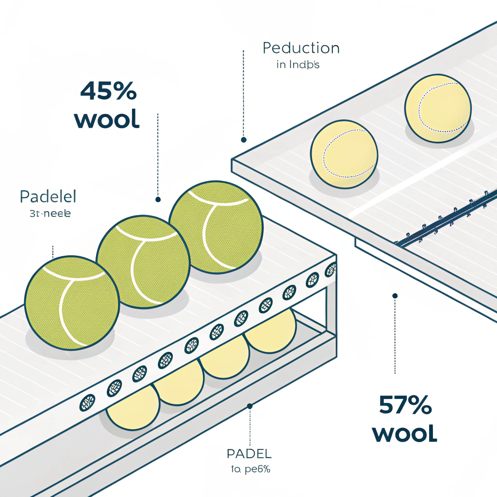 A simple 2D illustration of padel balls with design emphasizing material variants and production quality.