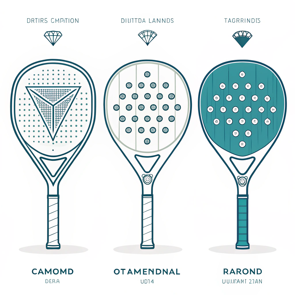Flat design of three padel racket shapes illustrating customization process.