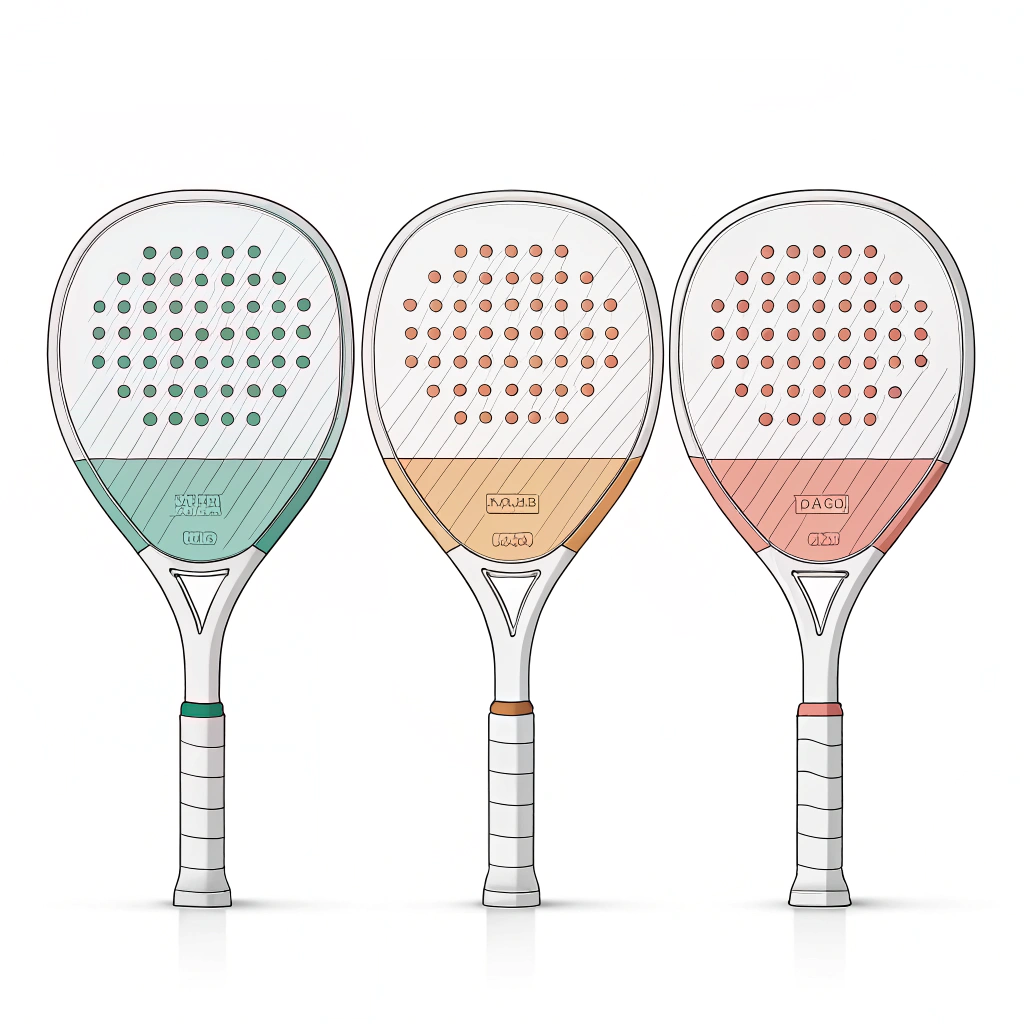 Simple vector art of various padel racket forms showcasing customizable design options