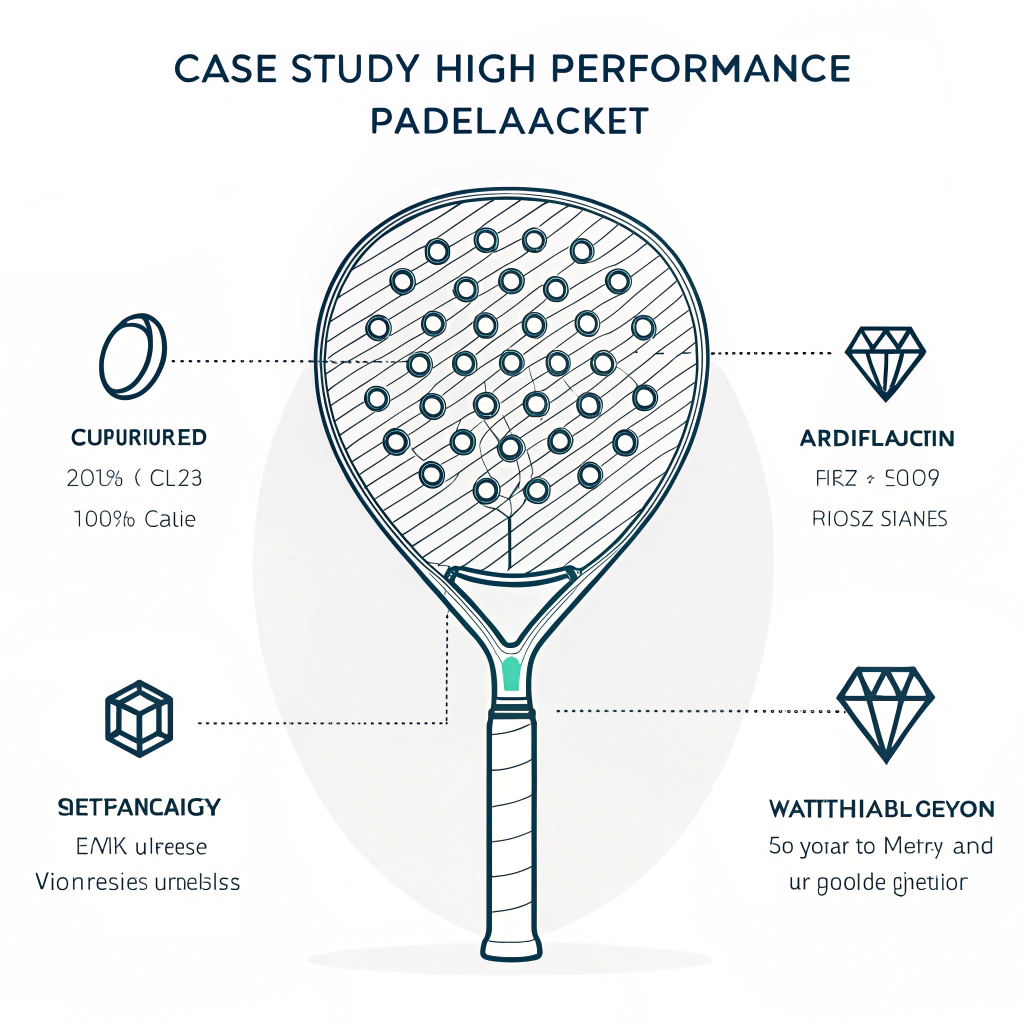 Minimalistic illustration of a customized padel racket highlighting unique design shapes and advanced production.
