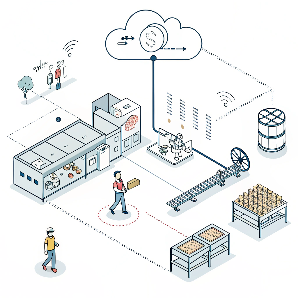 Clean illustration of digital and cloud integration in padel manufacturing.
