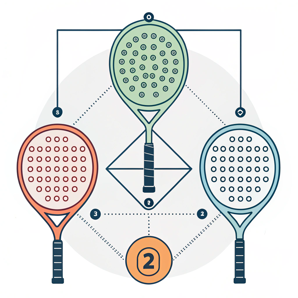 Minimal flat illustration of various padel racket shapes for customization