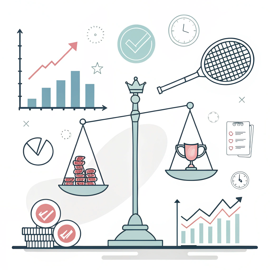 Minimalistic illustration of strategic considerations for padel racket procurement