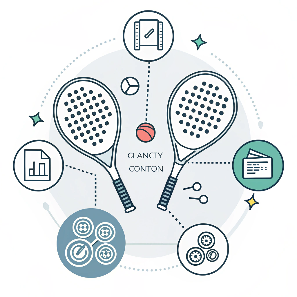 Minimal flat design of padel rackets and abstract challenge icons in simple style