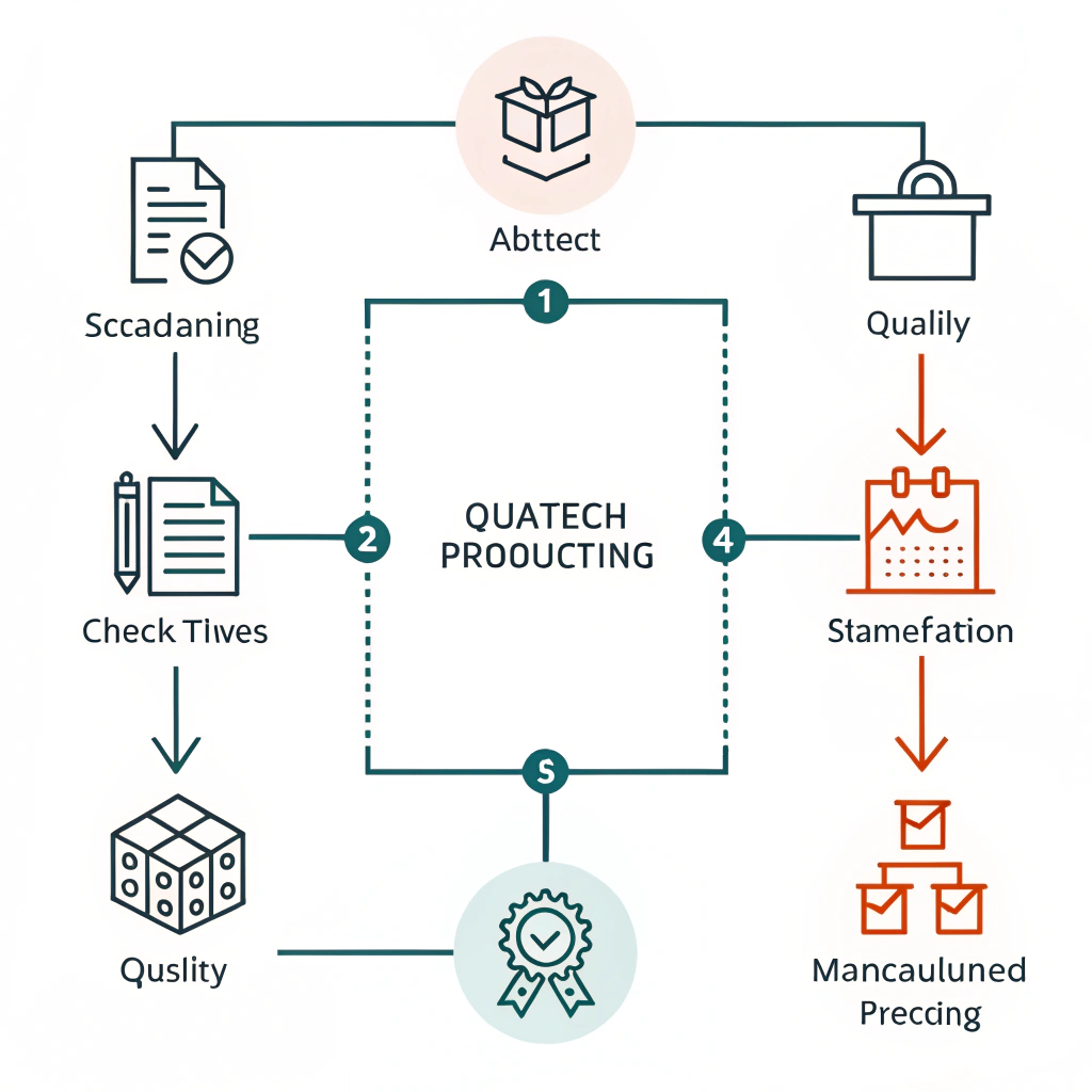 minimalist flowchart of OEM production stages in flat design