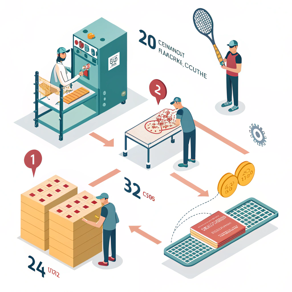Simplified diagram illustrating padel racket thermoforming steps with icons
