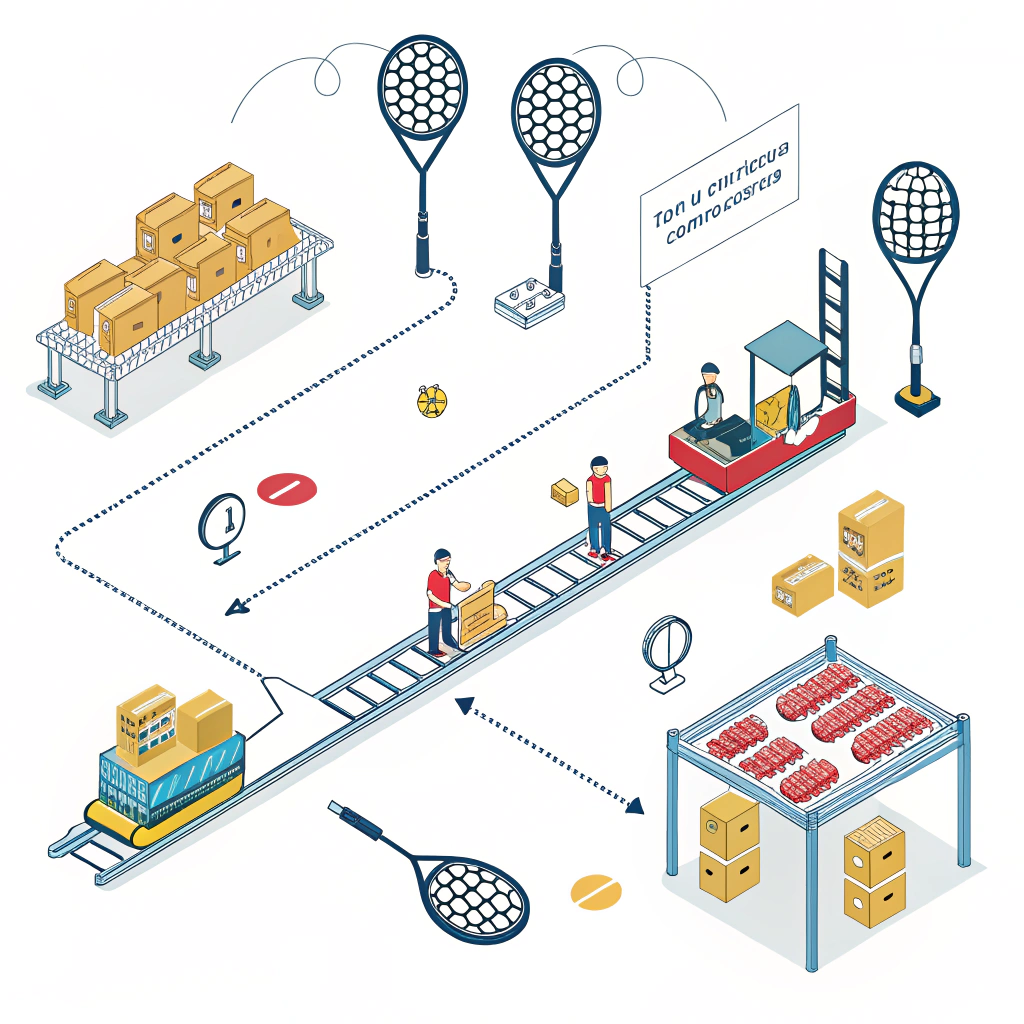 Minimalist flat design of padel racket production delays and supply chain flow