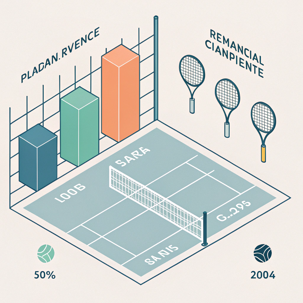 Minimal illustration showing padel court and abstract bar chart for revenue analysis