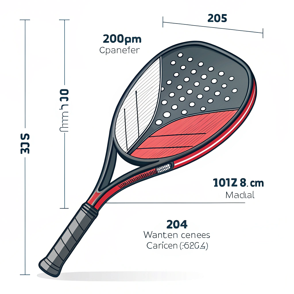 Simplified 2D art of a custom padel racket highlighting high-performance branding and modern design.