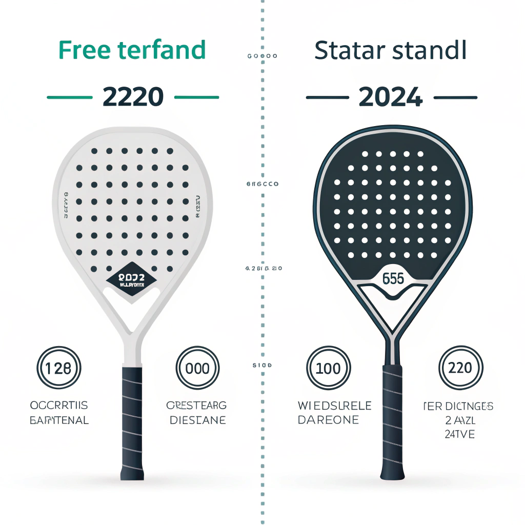Clean 2D illustration showing contrast between standard and custom padel rackets
