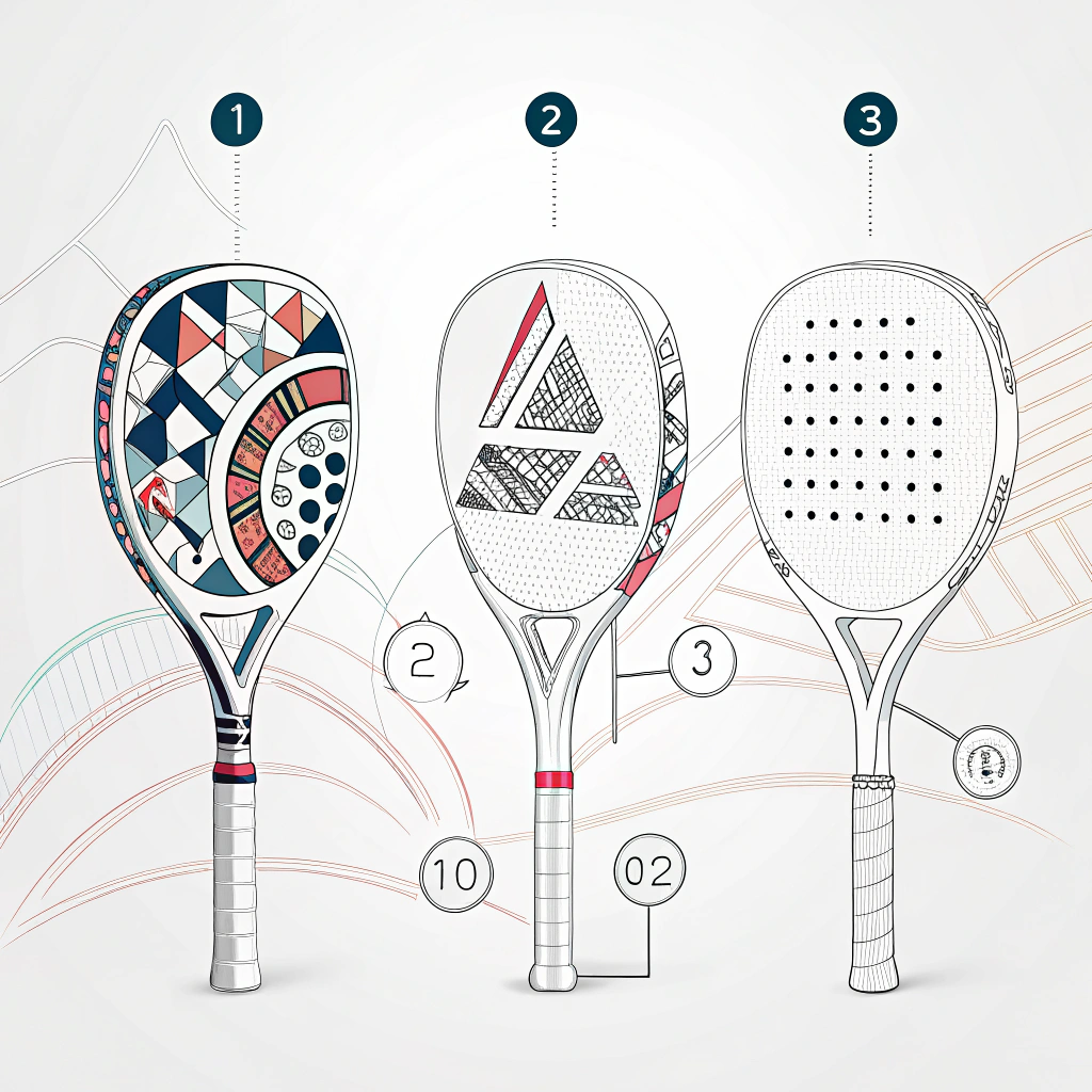 Minimalist illustration showcasing creative padel racket customization elements