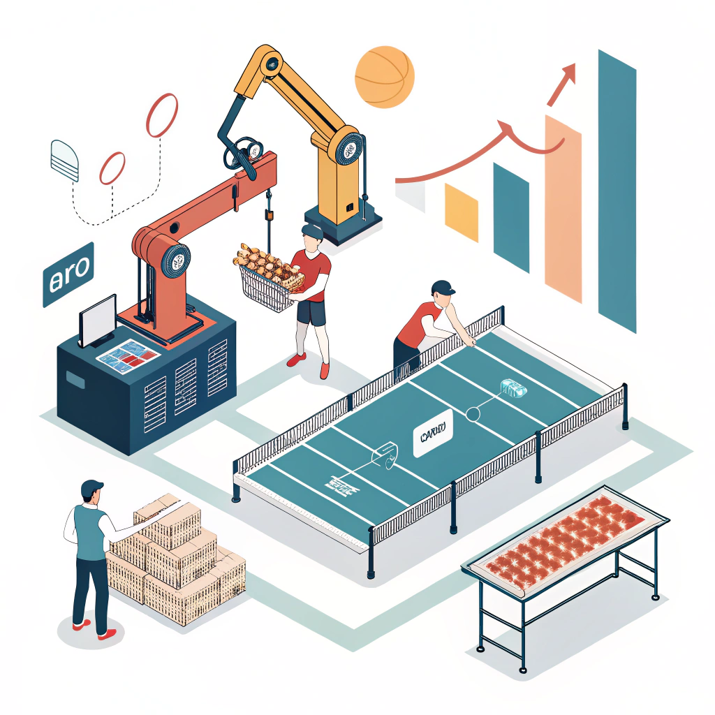 2D illustration emphasizing the efficiency and quality benefits of padel production automation