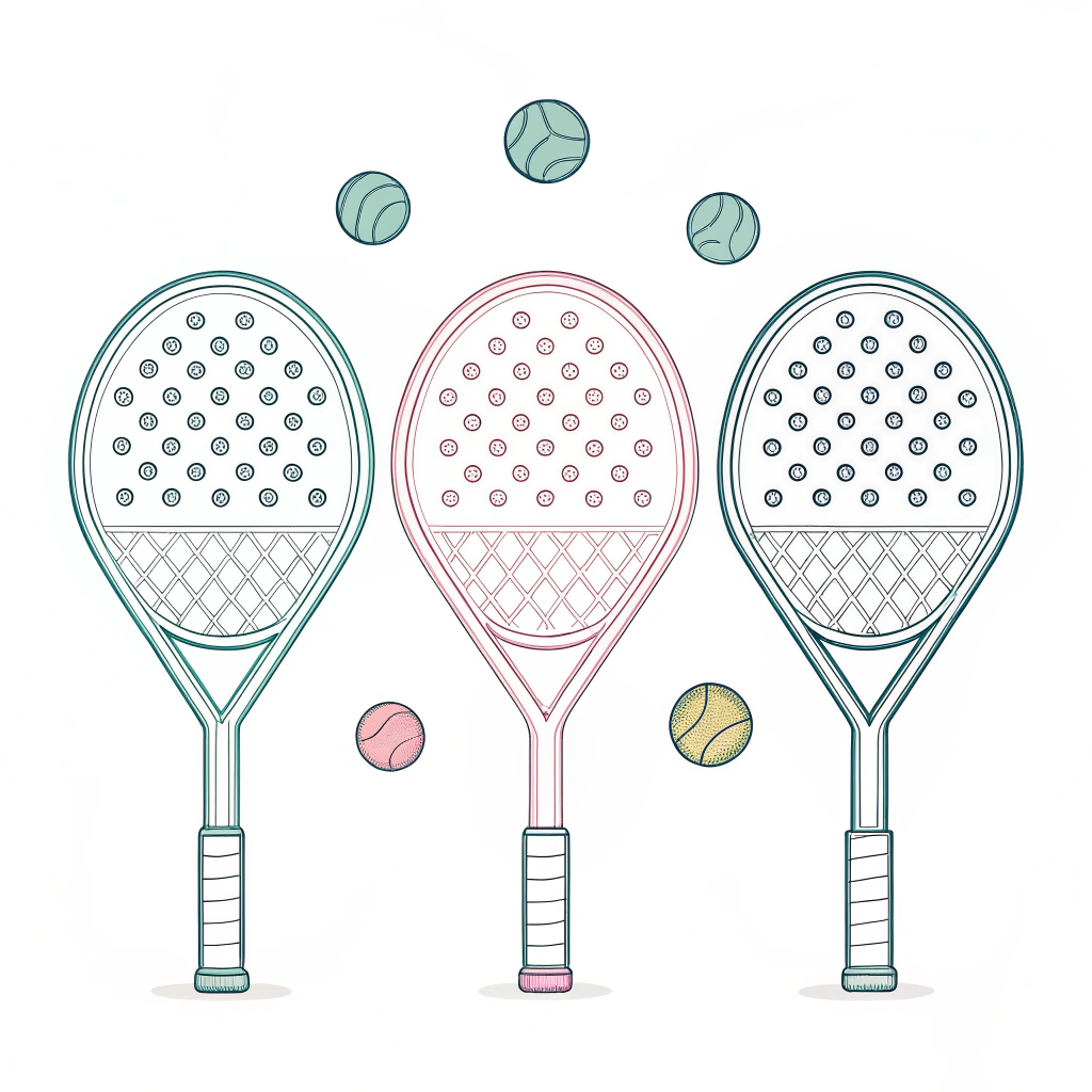 Simplified 2D drawing of diamond, round, and teardrop padel racket shapes with clear visual differences