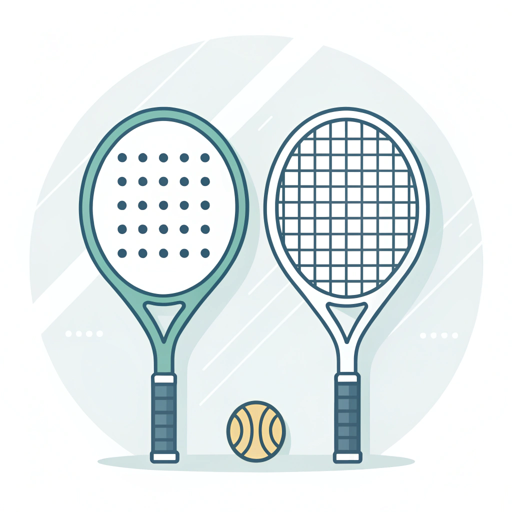 Minimal illustration depicting two different padel rackets for beginners and professionals in a clean style