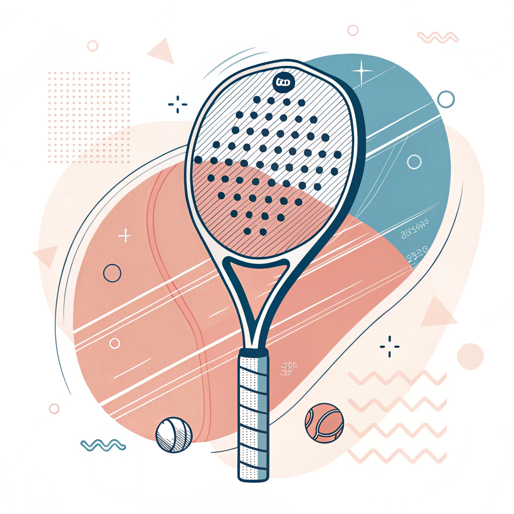 A minimalist illustration fusing technical craftsmanship with artistic emotion for a padel racket design.