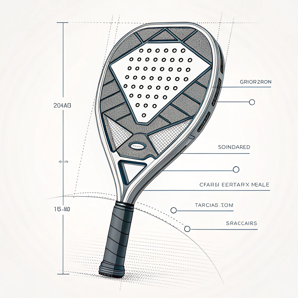 Minimal flat illustration of a futuristic padel racket with composite design